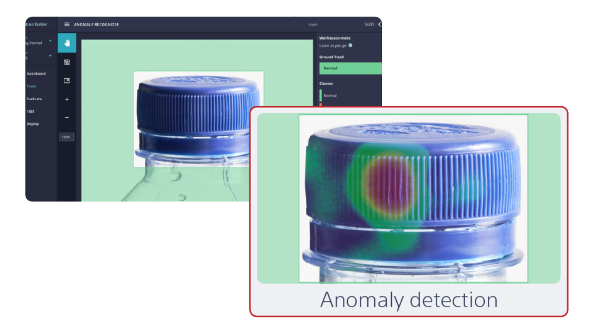 Anomaly detection on a plastic bottle cap