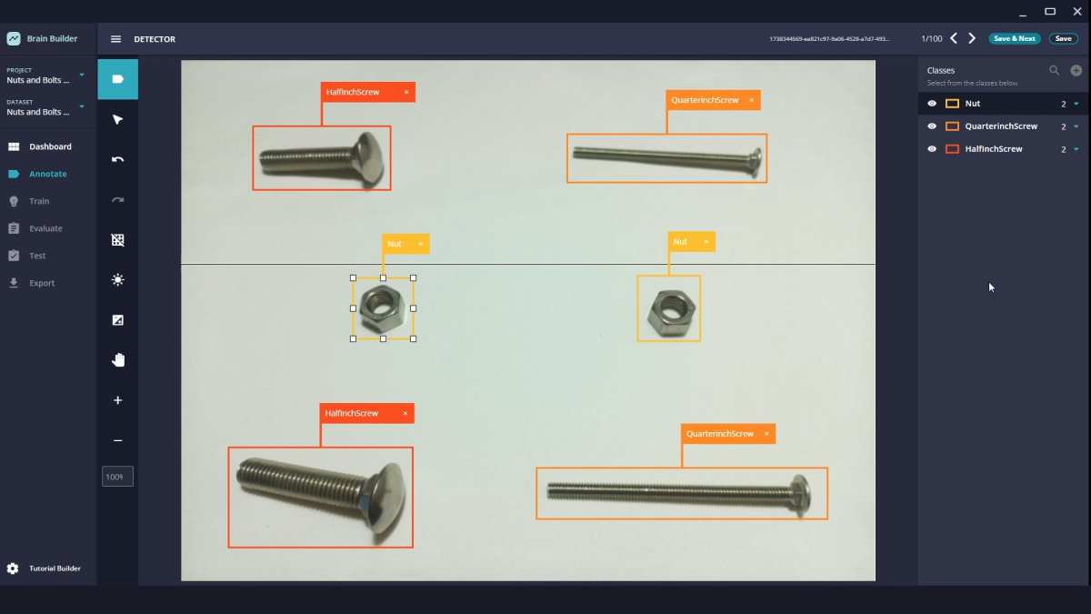 Brain Builder user interface showing how you can annotate the data