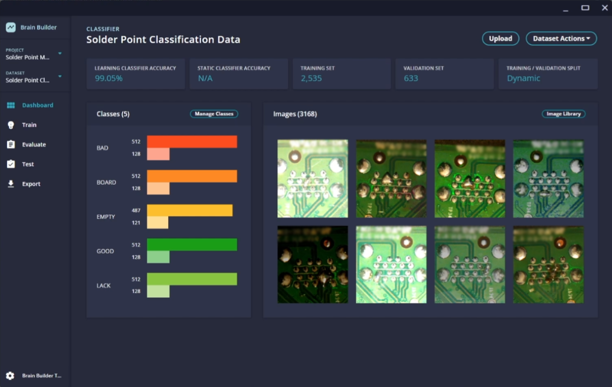 Brain Builder user interface dashboard