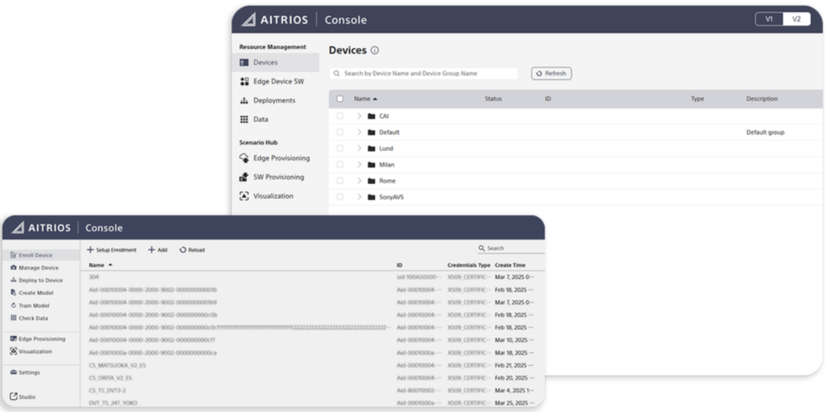 AITRIOS Console のスクリーンショット