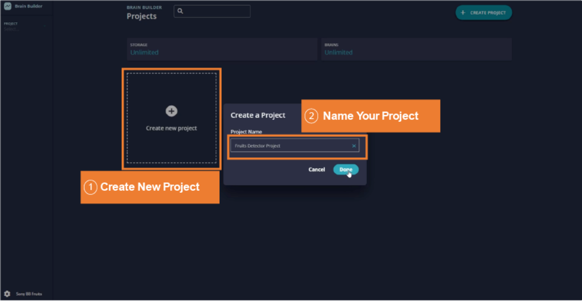 Create a New Project for fruit detection