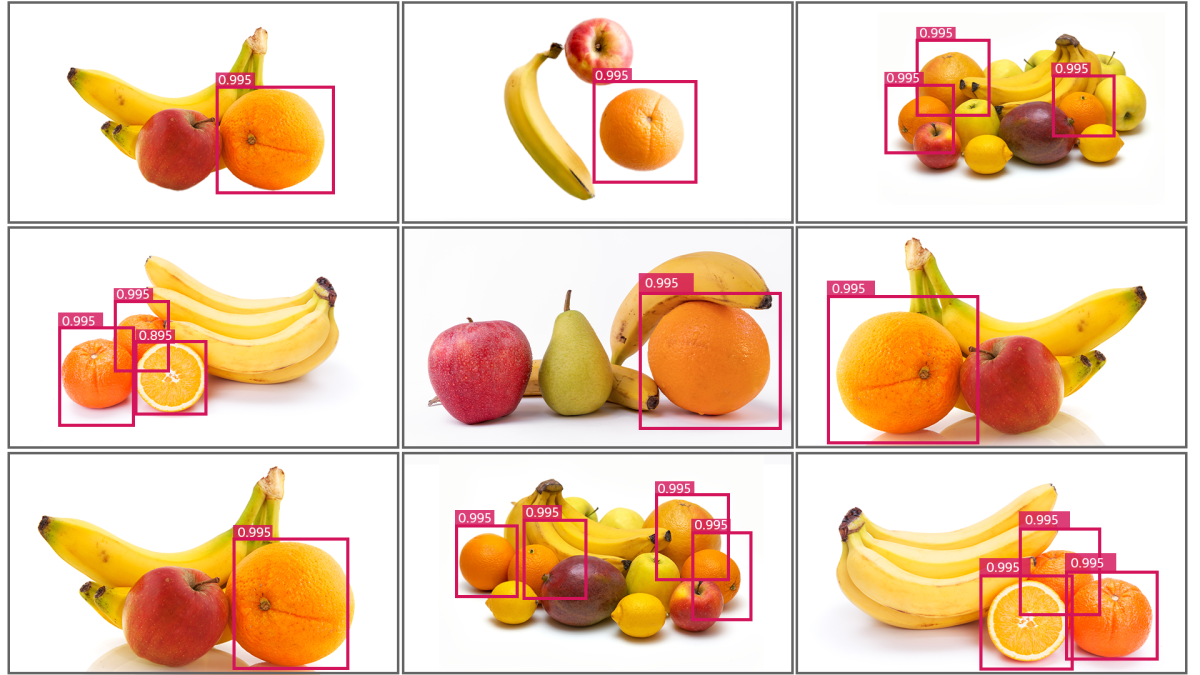 Basic visualization sample application example of fruit detection