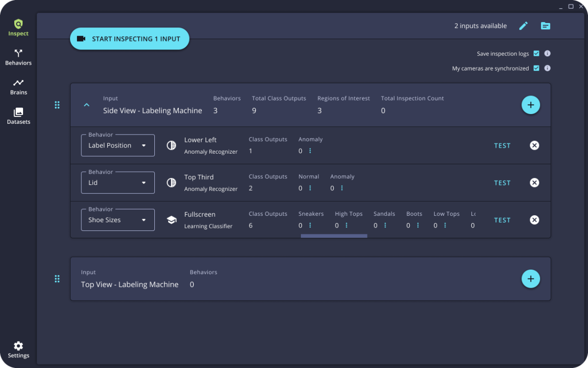 Inspector for AITRIOS user interface screenshot